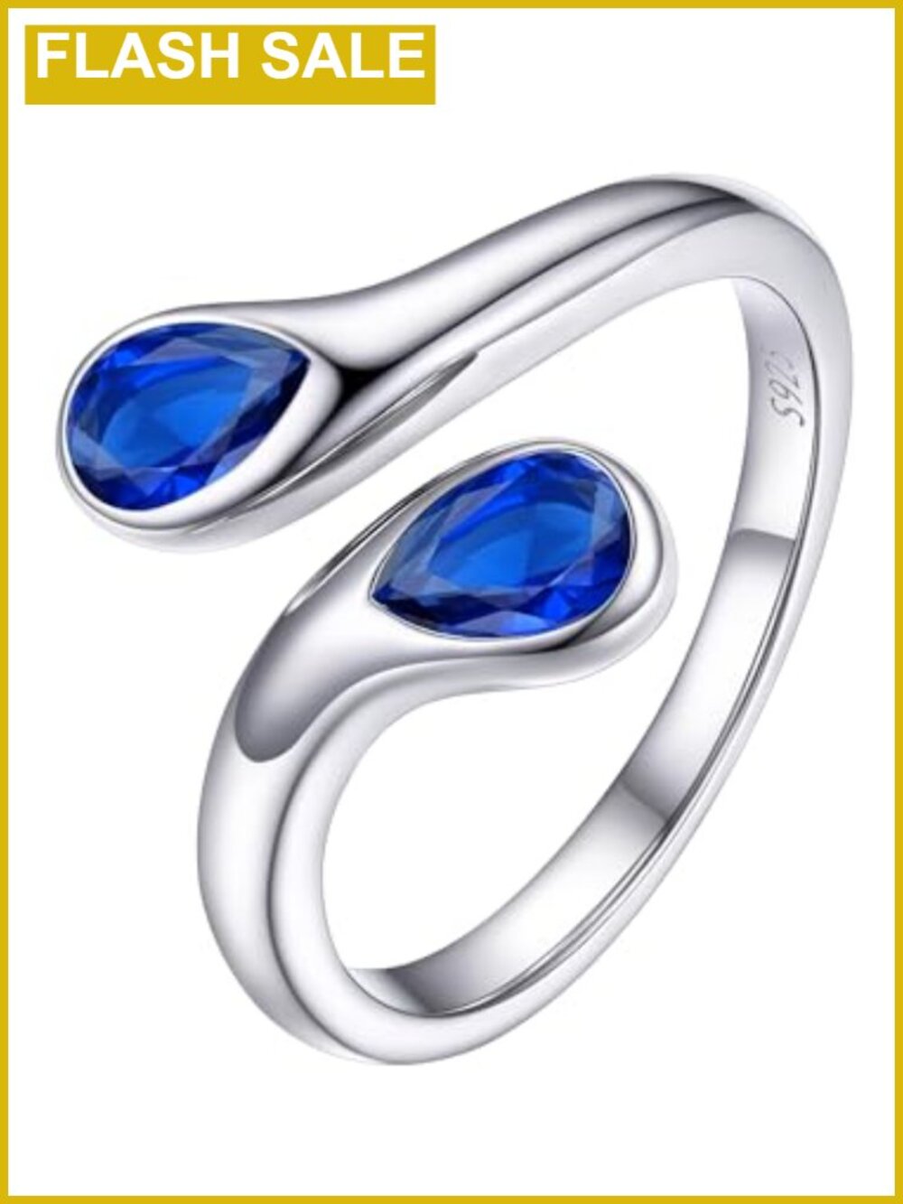 925 Sterling Silver Toi et Moi Birthstone Adjustable Ring Women